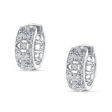 Art Deco Round Fiigree Hoop Earring Cubic Zirconia 925 Sterling Silver Wholesale