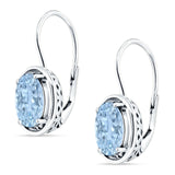 Oval Solitaire Drop Dangle Leverback Earring Aquamarine CZ 925 Sterling Silver Wholesale