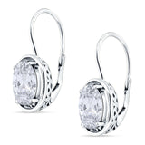 Oval Solitaire Drop Dangle Leverback Earring Cubic Zirconia 925 Sterling Silver Wholesale