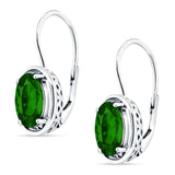 Oval Solitaire Drop Dangle Leverback Earring Green Emerald CZ 925 Sterling Silver Wholesale