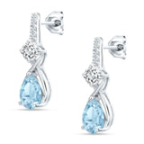 Pear Teardrop Twisted Infinity Stud Earring Aquamarine CZ 925 Sterling Silver Wholesale