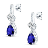 Pear Teardrop Twisted Infinity Stud Earring Blue Sapphire CZ 925 Sterling Silver Wholesale