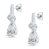 Pear Teardrop Twisted Infinity Stud Earring Cubic Zirconia 925 Sterling Silver Wholesale