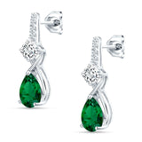 Pear Teardrop Twisted Infinity Stud Earring Green Emerald CZ 925 Sterling Silver Wholesale