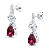 Pear Teardrop Twisted Infinity Stud Earring Ruby CZ 925 Sterling Silver Wholesale