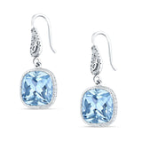 Cushion Drop Dangle Pear Fishhook Earring Aquamarine CZ 925 Sterling Silver Wholesale