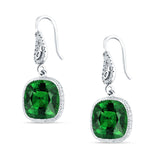 Cushion Drop Dangle Pear Fishhook Earring Green Emerald CZ 925 Sterling Silver Wholesale