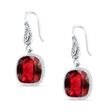 Cushion Drop Dangle Pear Fishhook Earring Ruby CZ 925 Sterling Silver Wholesale