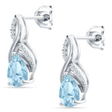Pear Teardrop Infinity Stud Earring Aquamarine CZ 925 Sterling Silver Wholesale