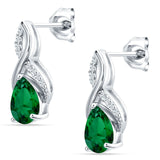 Pear Teardrop Infinity Stud Earring Green Emerald CZ 925 Sterling Silver Wholesale