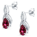 Pear Teardrop Infinity Stud Earring Ruby CZ 925 Sterling Silver Wholesale