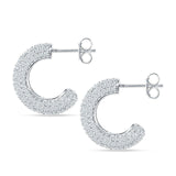 U Shaped Half Circle Cluster Cubic Zirconia Stud Earring 925 Sterling Silver Wholesale