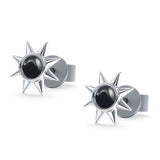 Minimalist Sun Black Onyx Stud Earring 925 Sterling Silver Wholesale