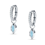 Marquise Drop Dangle Hoop Earring Aquamarine CZ 925 Sterling Silver Wholesale