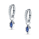 Marquise Drop Dangle Hoop Earring Blue Sapphire CZ 925 Sterling Silver Wholesale