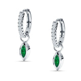 Marquise Drop Dangle Hoop Earring Green Emerald CZ 925 Sterling Silver Wholesale