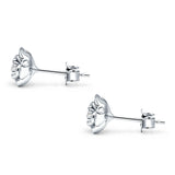 Rose Flower 8.5mm Cubic Zirconia Stud Earring 925 Sterling Silver Wholesale