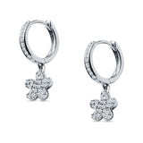 Flower Cluster Charm Huggie Hoop Earring Cubic Zirconia 925 Sterling Silver Wholesale