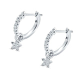 Star Cluster Charm Huggie Hoop Earring Cubic Zirconia 925 Sterling Silver Wholesale