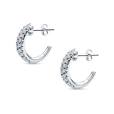 Half Hoop Stud Earring Cubic Zirconia 925 Sterling Silver Wholesale