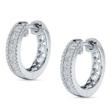 Round & Baguette Cubic Zirconia Huggie Hoop Earring 925 Sterling Silver Wholesale