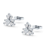 Starburst Trio Baguette & Round Cubic Zirconia Stud Earring 925 Sterling Silver Wholesale