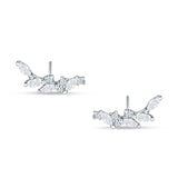 Marquise Cubic Zirconia Leaf Style Crawler Stud Earring 925 Sterling Silver Wholesale