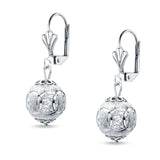 Round Diamond Cut Dangling Ball Leverback Earrings 925 Sterling Silver Wholesale