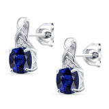 Cushion Blue Sapphire CZ Twisted Stud Earring 925 Sterling Silver Wholesale