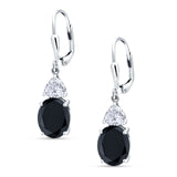 Leverback Dangle Earrings Black Oval Triangular Cz 925 Sterling Silver Wholesale