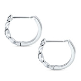 Twisted Infinity Two Tone Round Black CZ Huggie Hoop Earring 925 Sterling Silver Wholesale