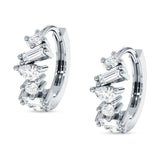 Zig Zag Pear Round Baguette Mixstone Hoop Earring Cubic Zirconia 925 Sterling Silver Wholesale