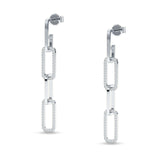 Paperclip Interlocking Oblong Oval Stud Earring Cubic Zirconia 925 Sterling Silver Wholesale