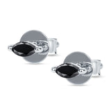 Marquise Solitaire Stud Earring Black CZ 925 Sterling Silver Wholesale