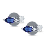 Marquise Solitaire Stud Earring Blue Sapphire CZ 925 Sterling Silver Wholesale