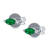 Marquise Solitaire Stud Earring Green Emerald CZ 925 Sterling Silver Wholesale