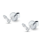 V Shaped Chevron Stud Earring Cubic Zirconia 925 Sterling Silver Wholesale