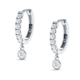 Round Charm Huggie Hoop Earring Cubic Zirconia 925 Sterling Silver Wholesale