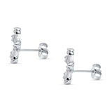 Floral Stud Earrings Cubic Zirconia 925 Sterling Silver Wholesale