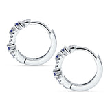 Round CZ & Blue Sapphire CZ Huggie Hoop Earrings 925 Sterling Silver Wholesale