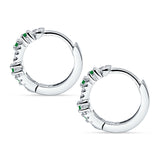 Round CZ & Green Emerald CZ Huggie Hoop Earrings 925 Sterling Silver Wholesale