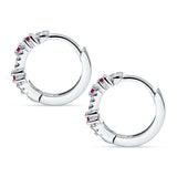 Round CZ & Ruby CZ Huggie Hoop Earrings 925 Sterling Silver Wholesale