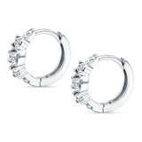 Round Cubic Zirconia Trio Huggie Hoop Earrings 925 Sterling Silver Wholesale