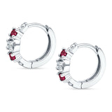 Round CZ & Ruby CZ Trio Huggie Hoop Earrings 925 Sterling Silver Wholesale