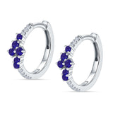 Round CZ & Blue Sapphire CZ Huggie Hoop Earrings 925 Sterling Silver Wholesale