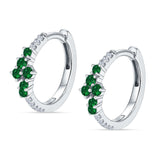 Round CZ & Green Emerald CZ Huggie Hoop Earrings 925 Sterling Silver Wholesale