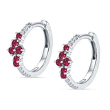 Round CZ & Ruby CZ Huggie Hoop Earrings 925 Sterling Silver Wholesale