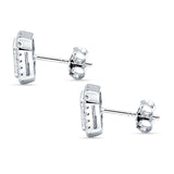 Emerald Cut CZ Halo Stud Earrings 925 Sterling Silver Wholesale
