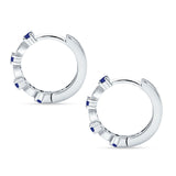 Round Cluster CZ & Blue Sapphire CZ Huggie Hoop Earrings 925 Sterling Silver Wholesale