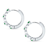 Round Cluster CZ & Green Emerald CZ Huggie Hoop Earrings 925 Sterling Silver Wholesale